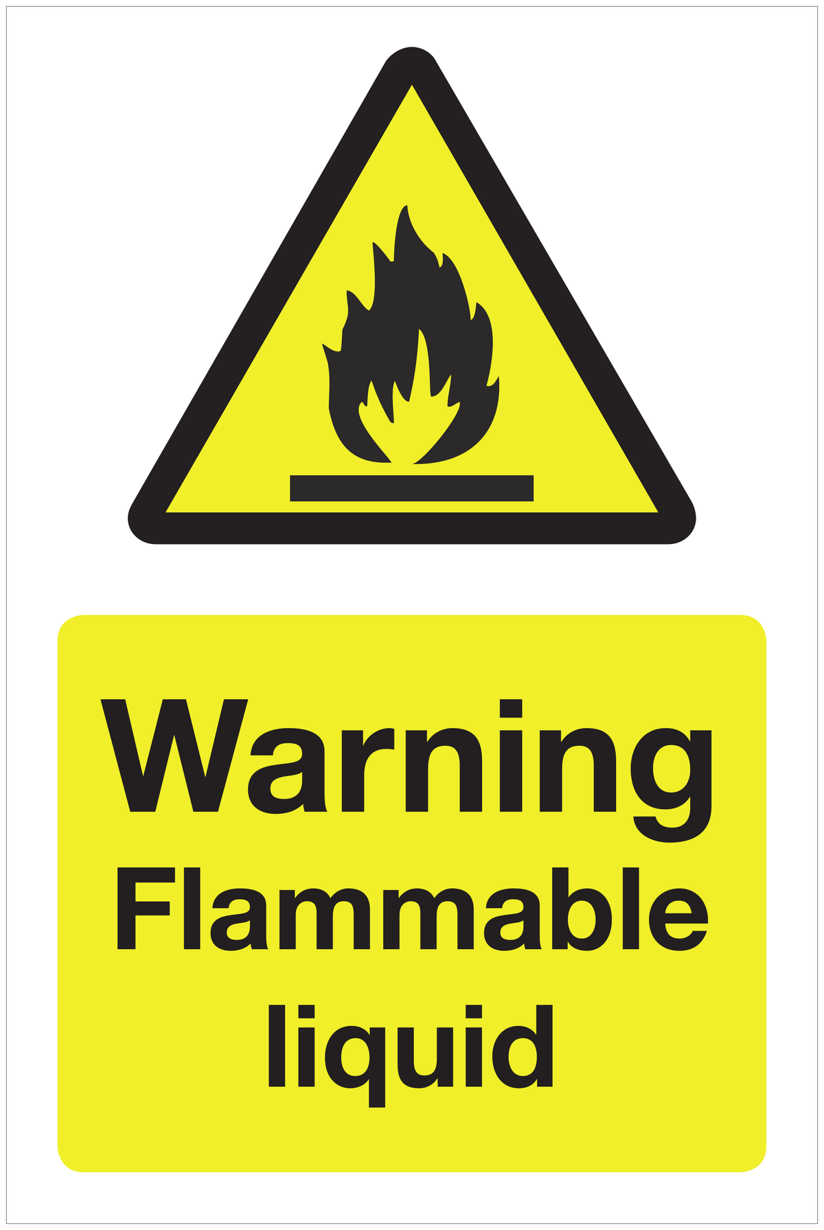 Warning Flammable liquid hazard sign