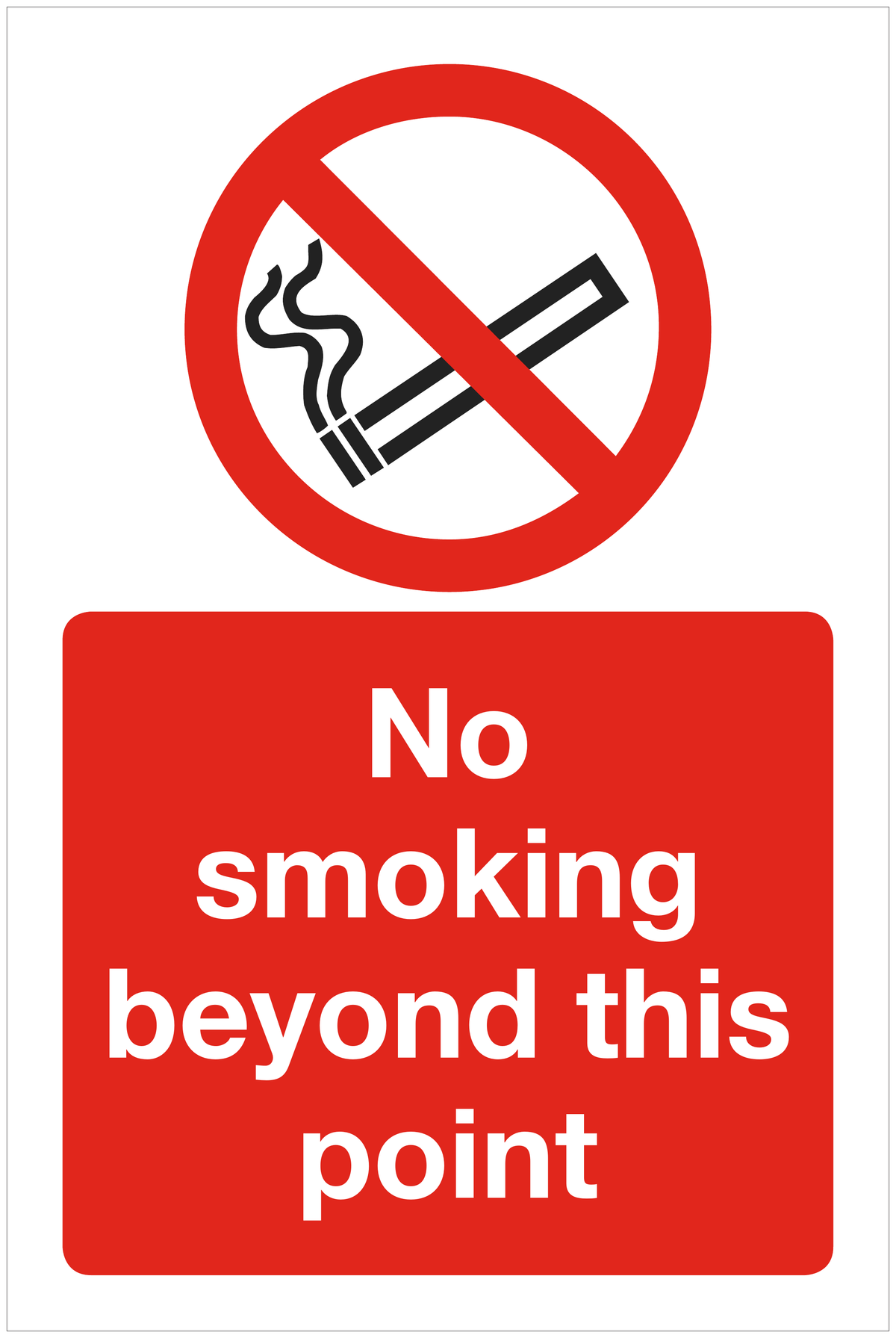 No smoking beyond this point prohibition sign