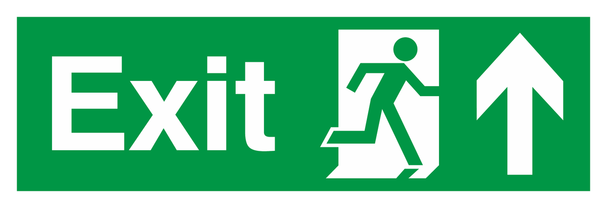 Exit Running Man Right Arrow Up safety sign