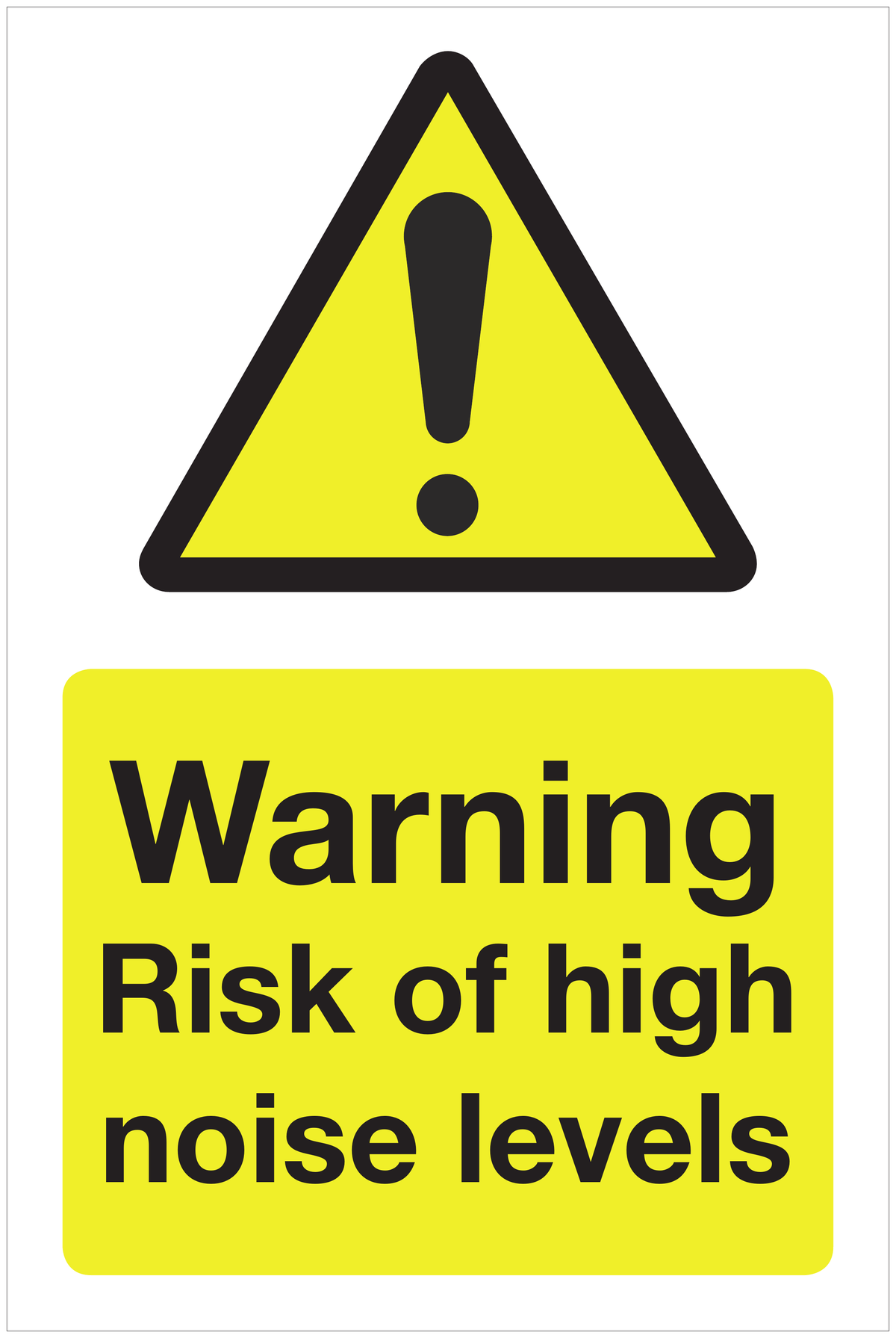 Warning Risk of high noise levels hazard sign