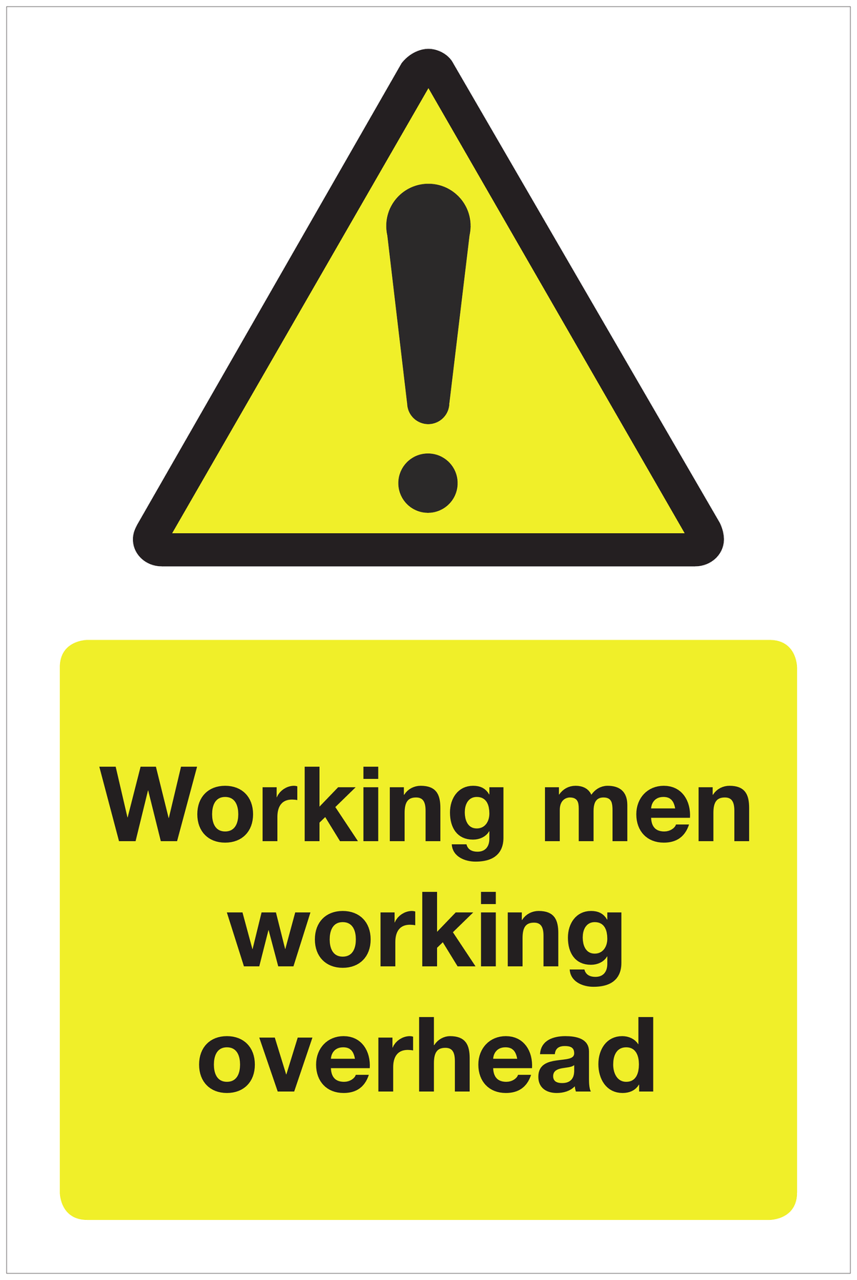 Working men working overhead hazard sign