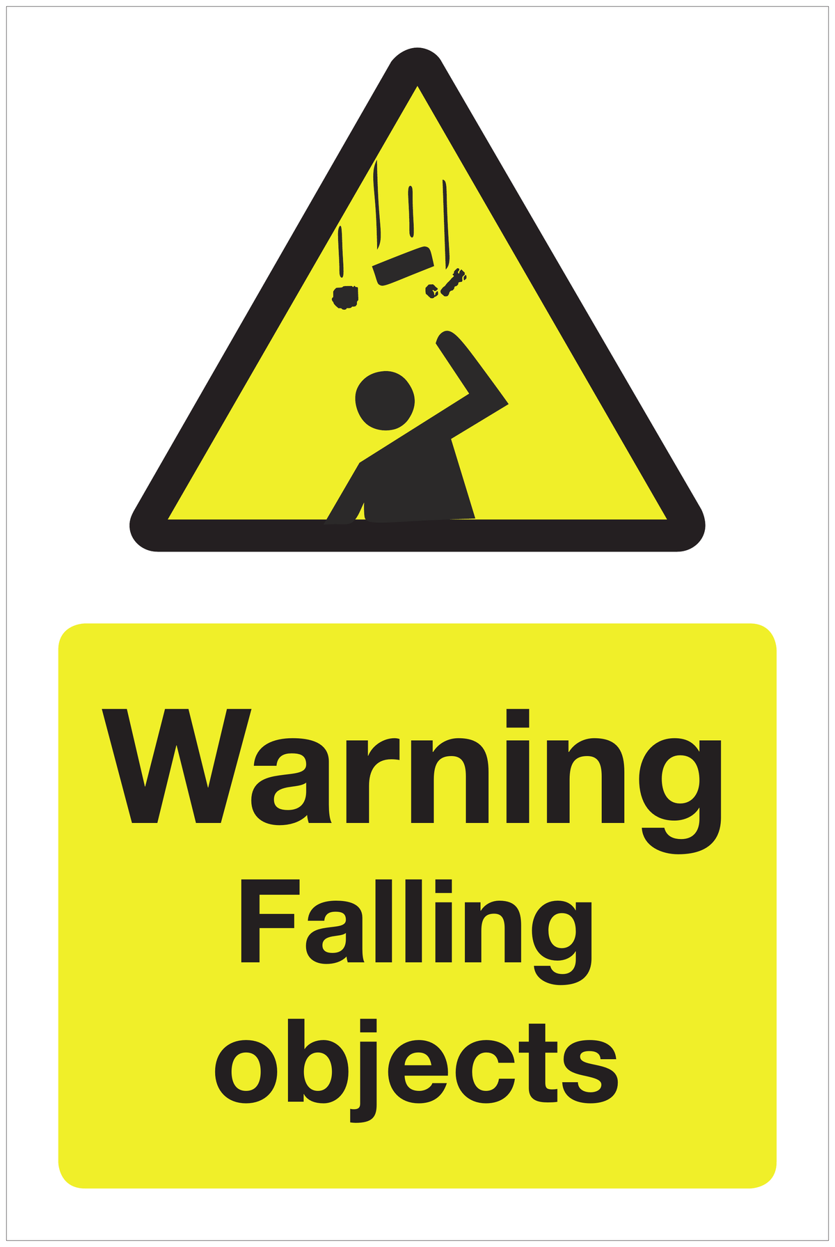 Warning Falling objects hazard sign
