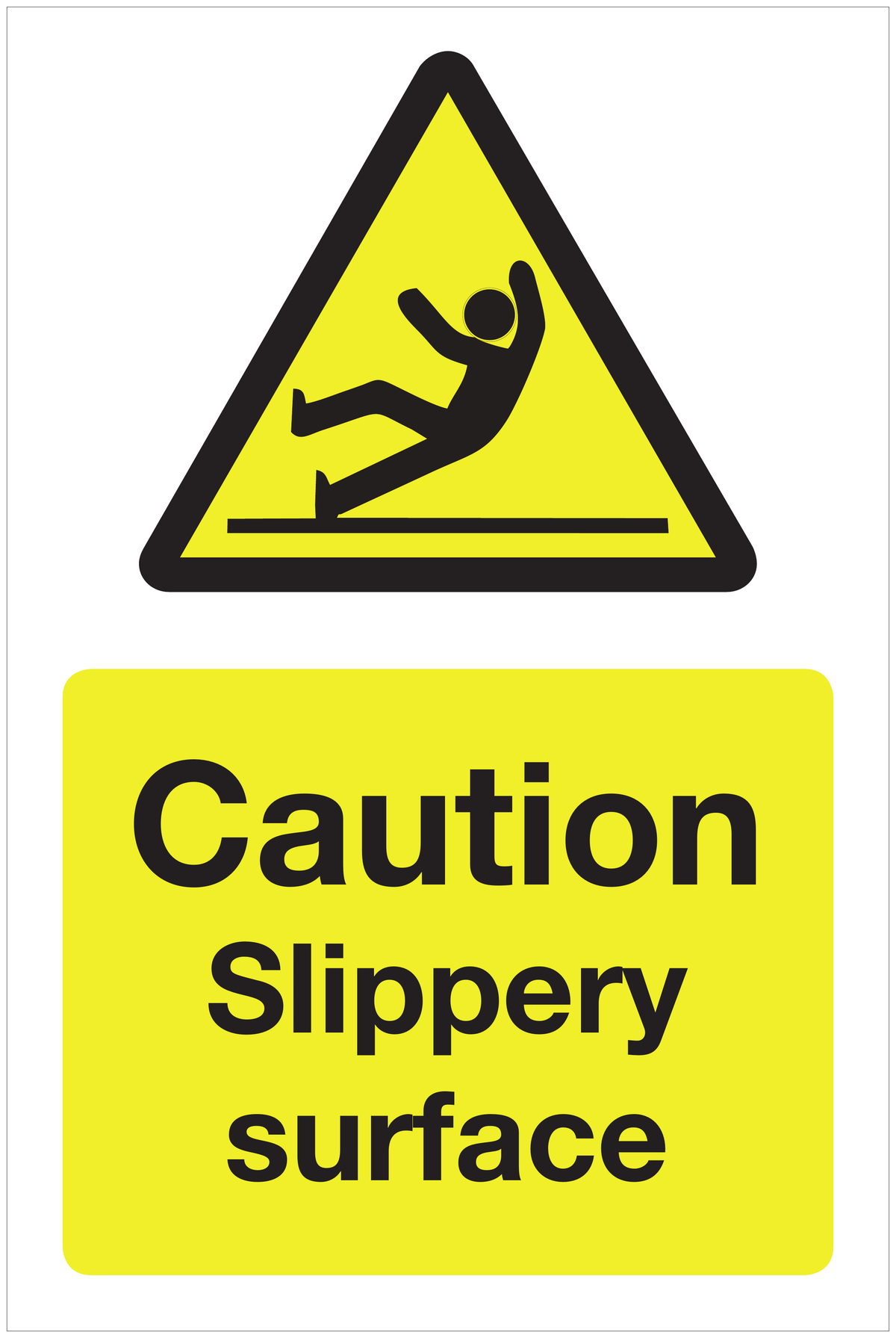 Caution Slippery surface hazard sign