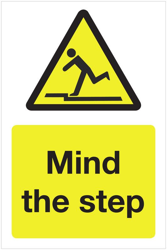 Mind the step hazard sign