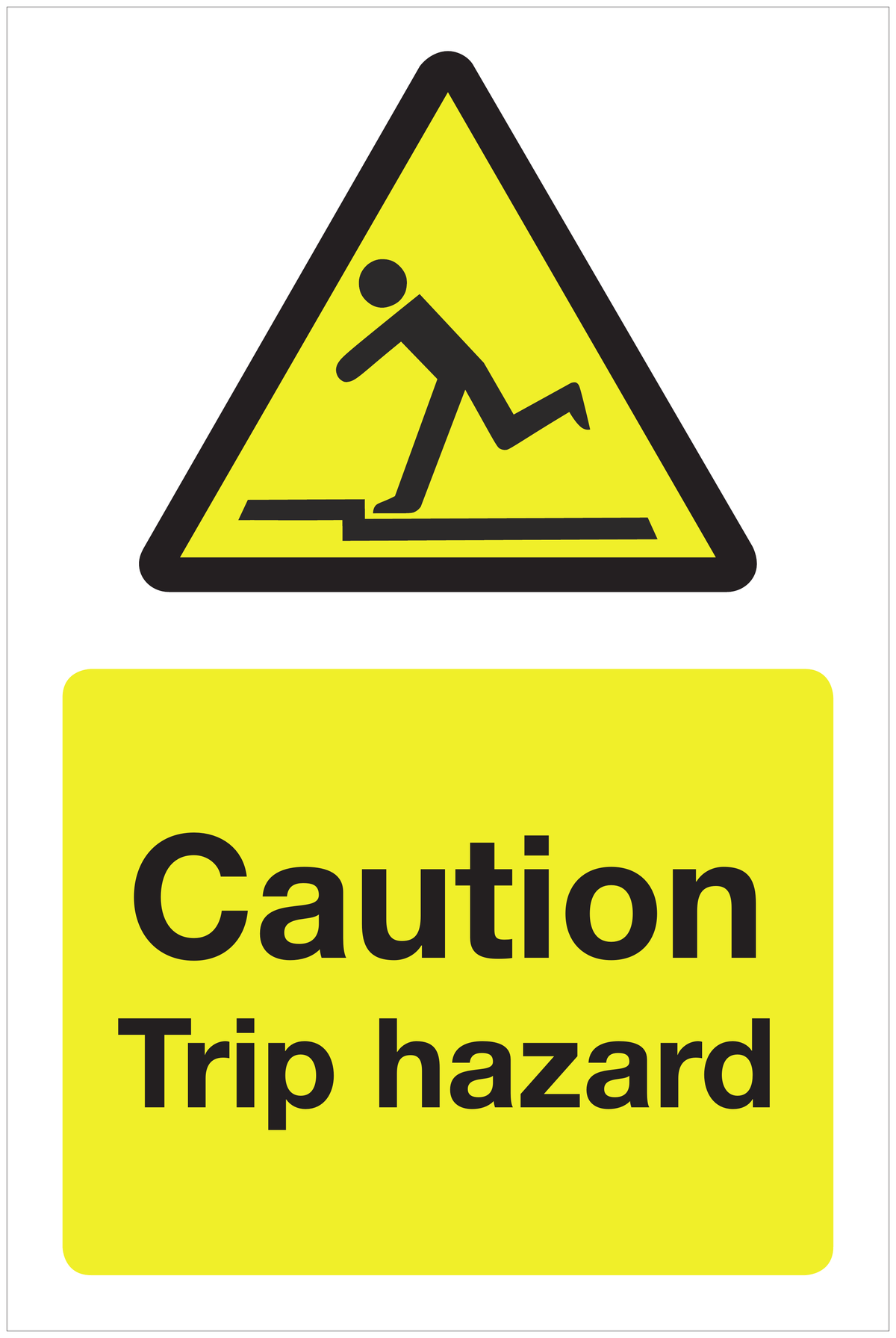 Caution Trip hazard hazard sign