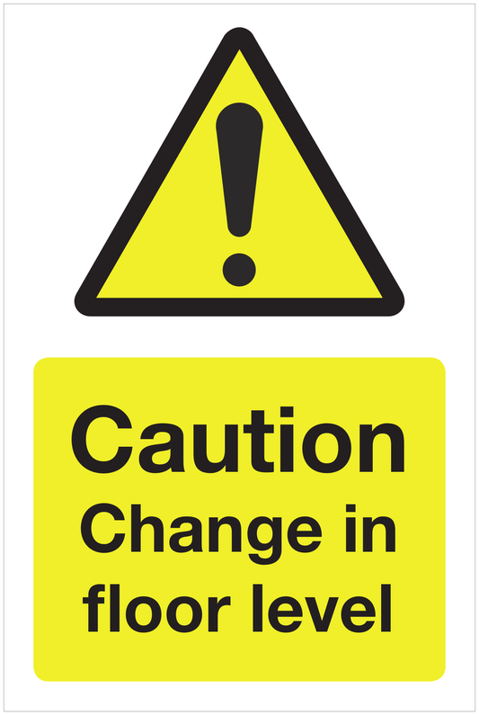 Caution Change in floor level hazard sign