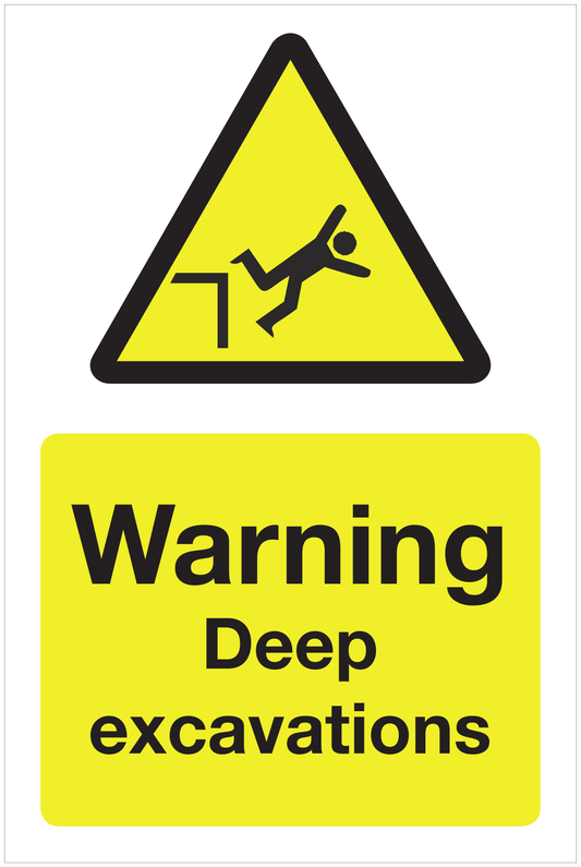 Warning Deep excavations hazard sign