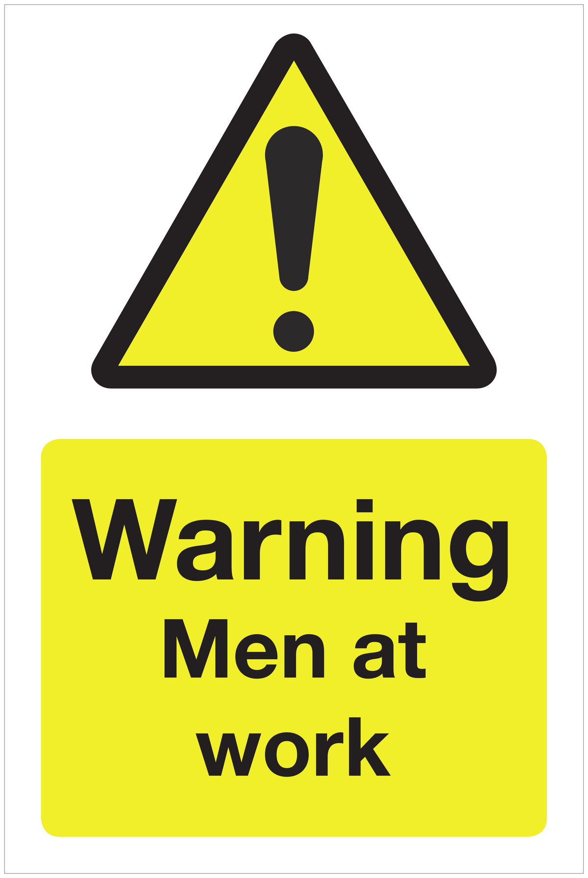 Warning Men at work hazard sign