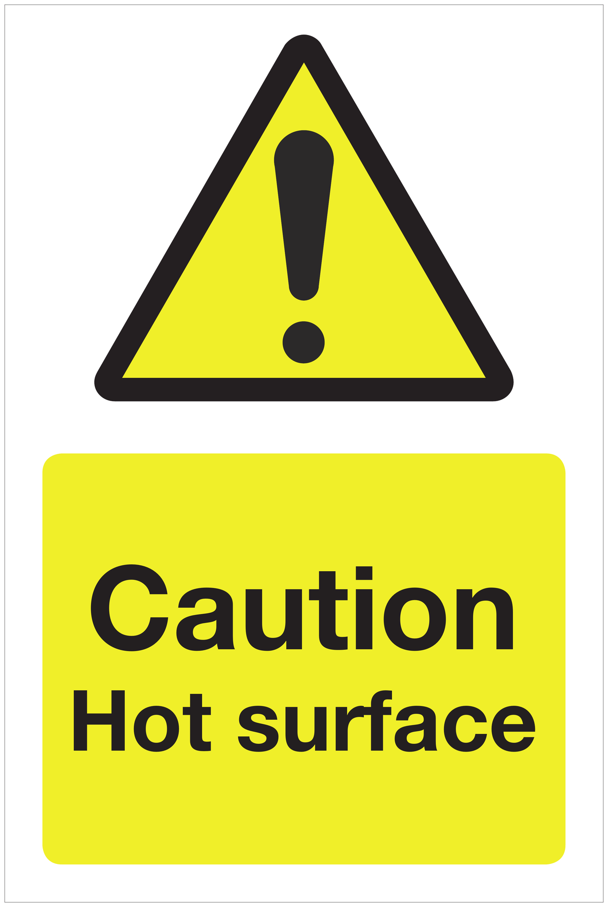 Caution Hot surface hazard sign