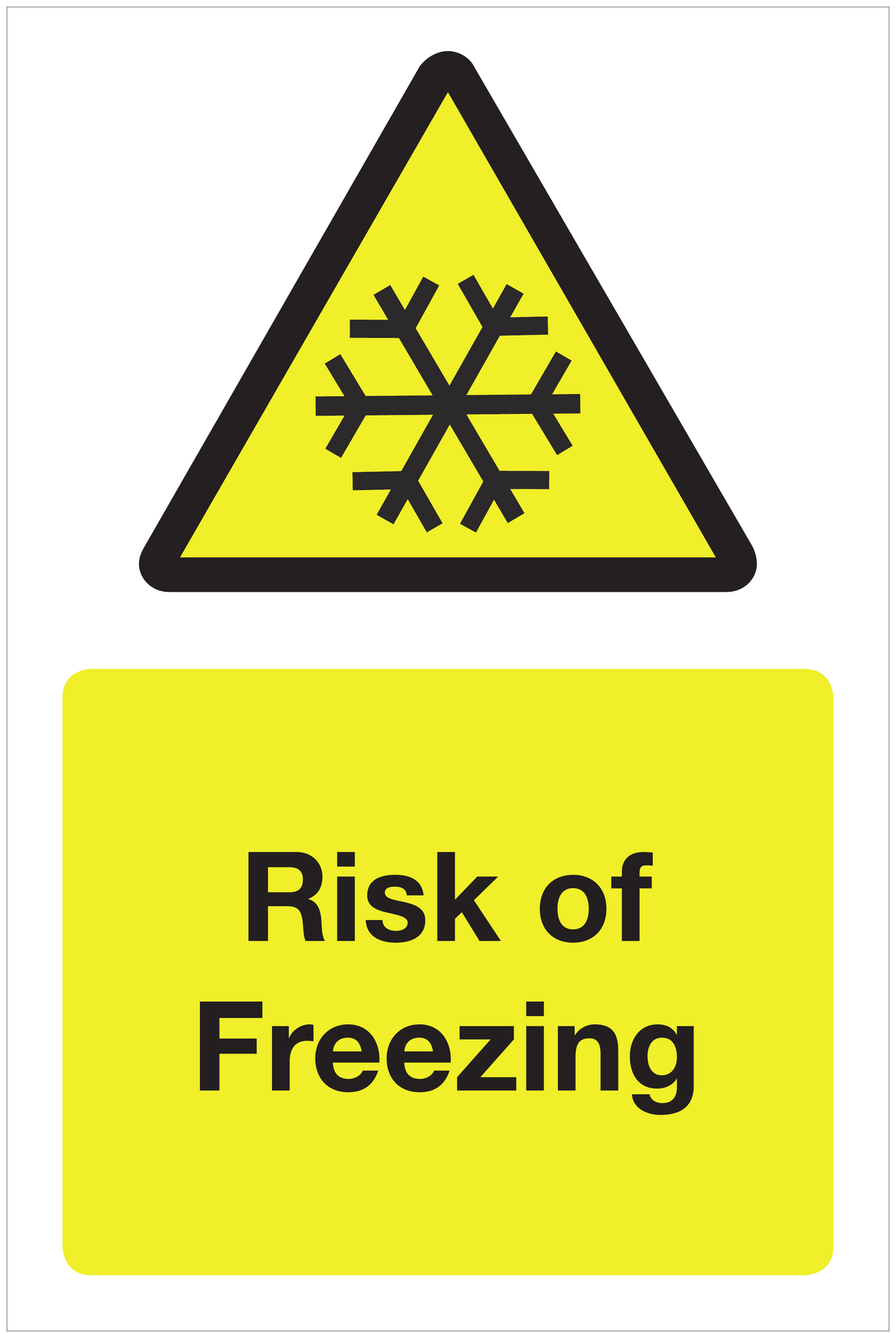 Risk of Freezing hazard sign