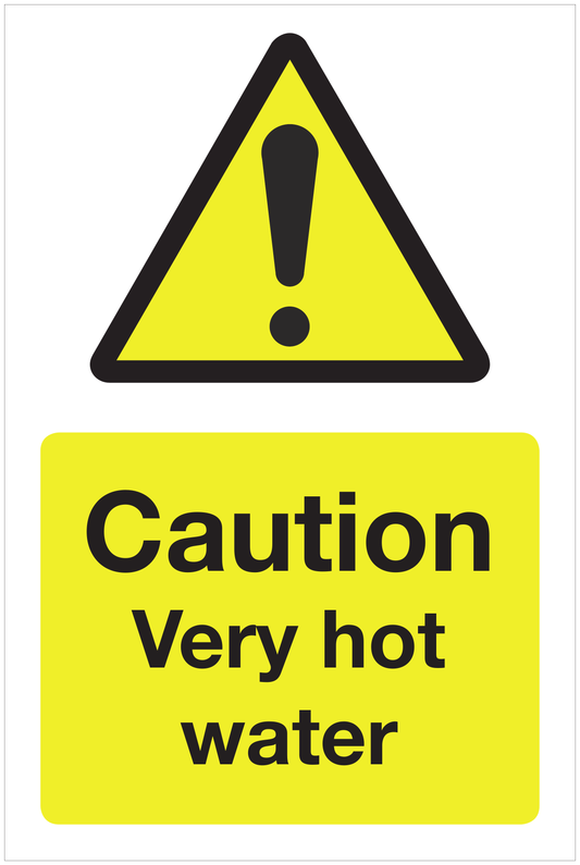 Caution Very hot water hazard sign