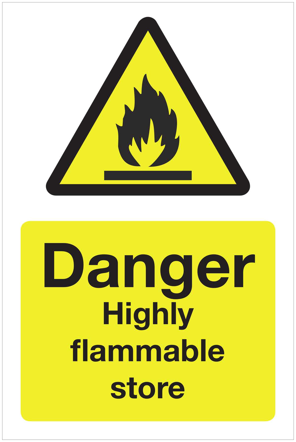 Danger Highly flammable store hazard sign