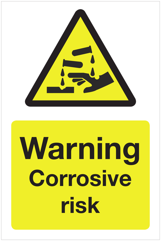 Warning Corrosive risk hazard sign