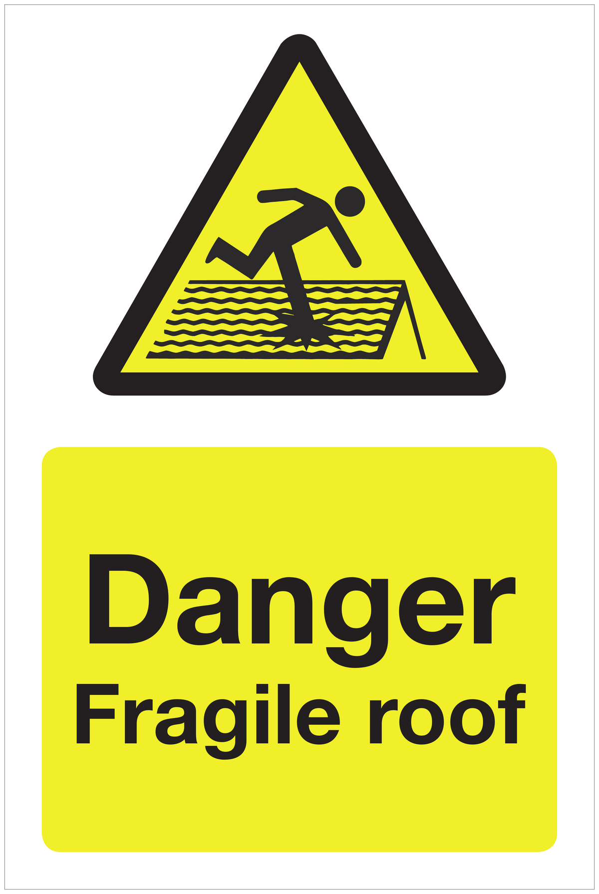 Danger Fragile roof hazard sign