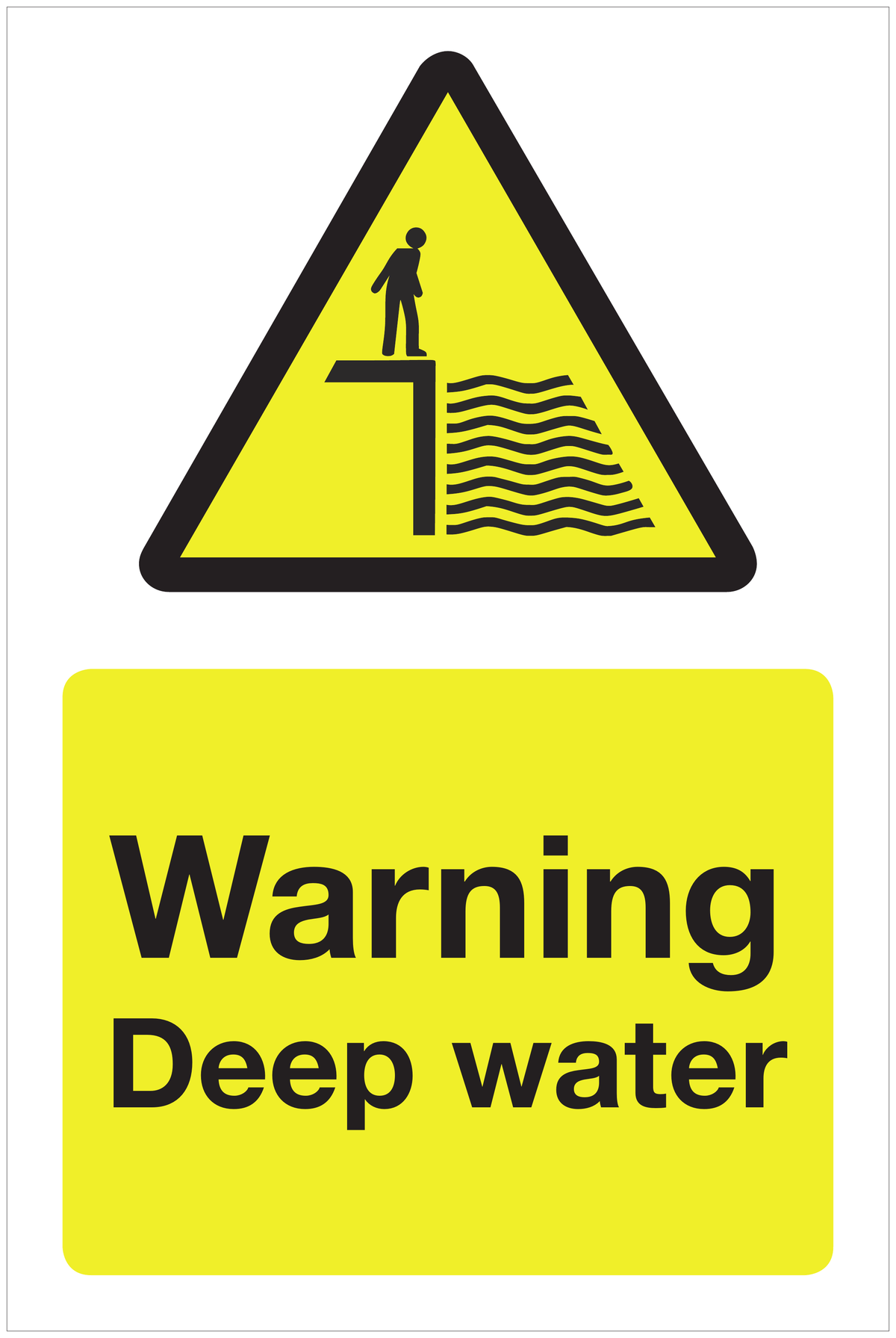 Warning Deep water hazard sign