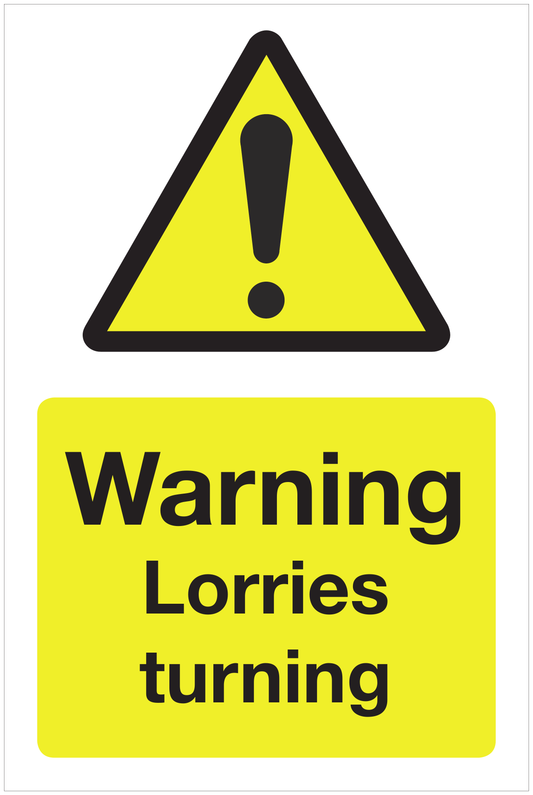 Warning Lorries turning hazard sign