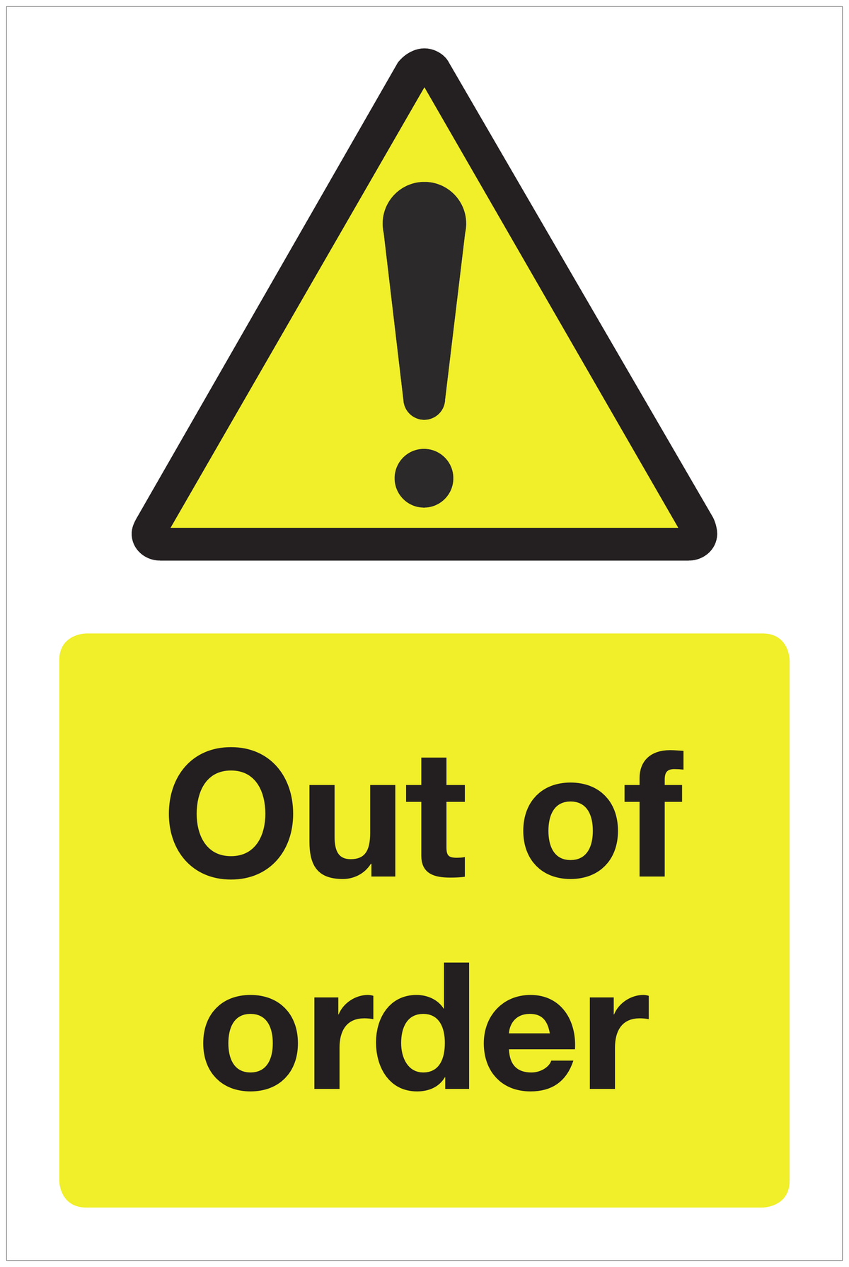Out of order hazard sign