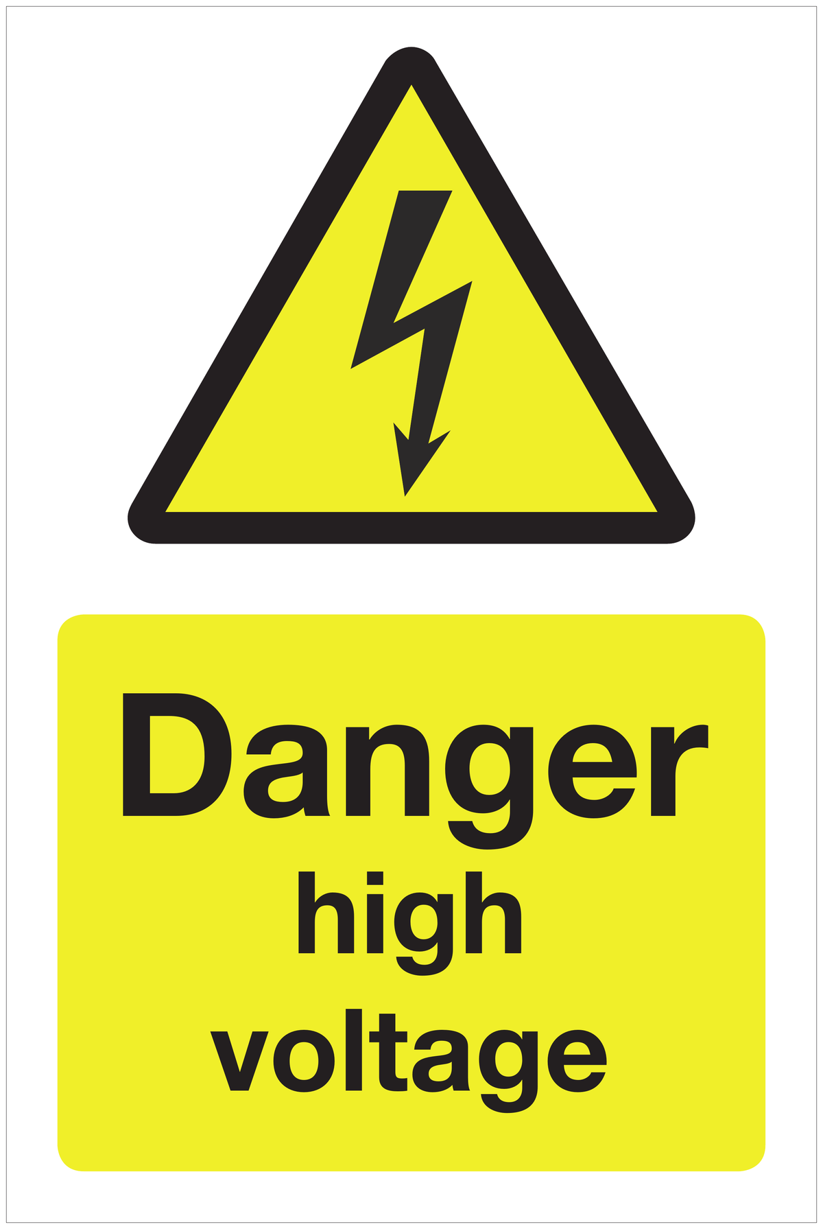 Danger high voltage hazard sign