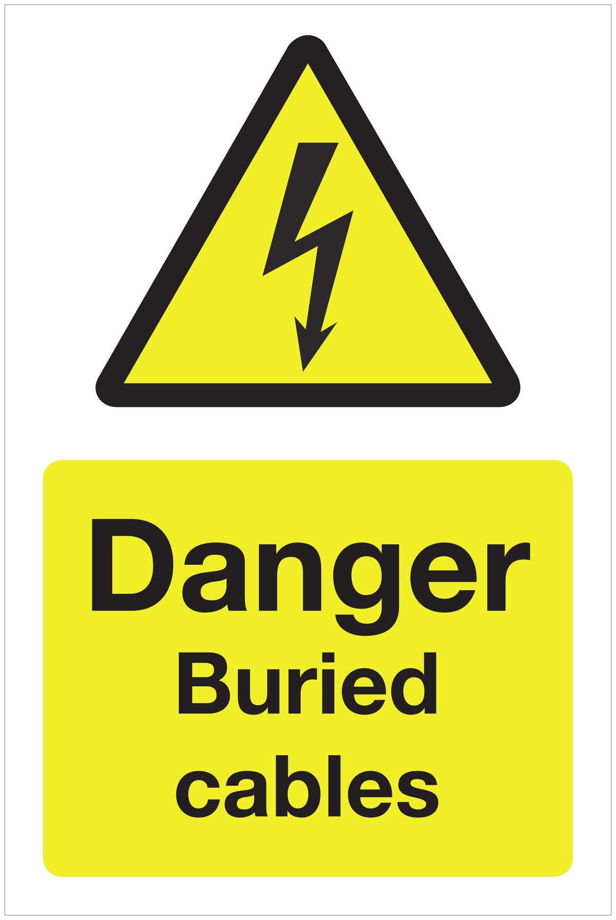 Danger Buried cables hazard sign