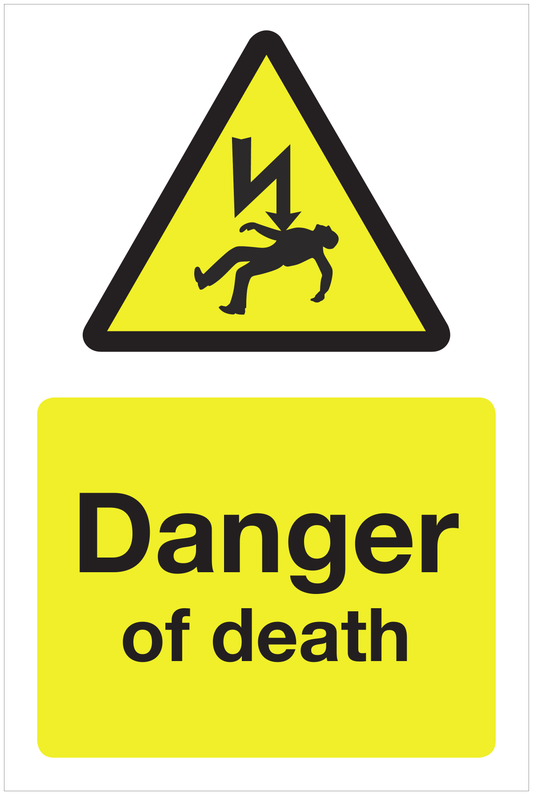 Danger of death hazard sign