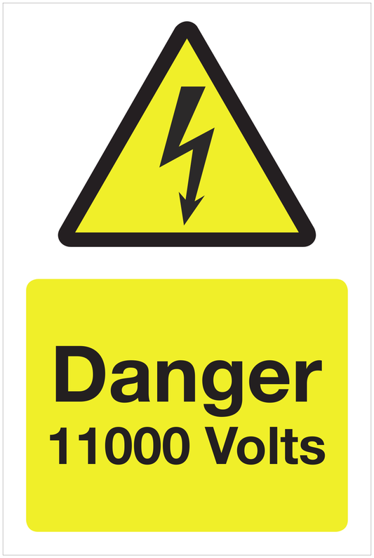 Danger 11000 Volts hazard sign