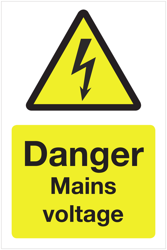 Danger Mains voltage hazard sign