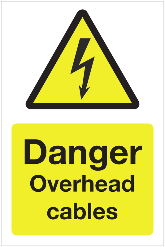 Danger Overhead cables hazard sign