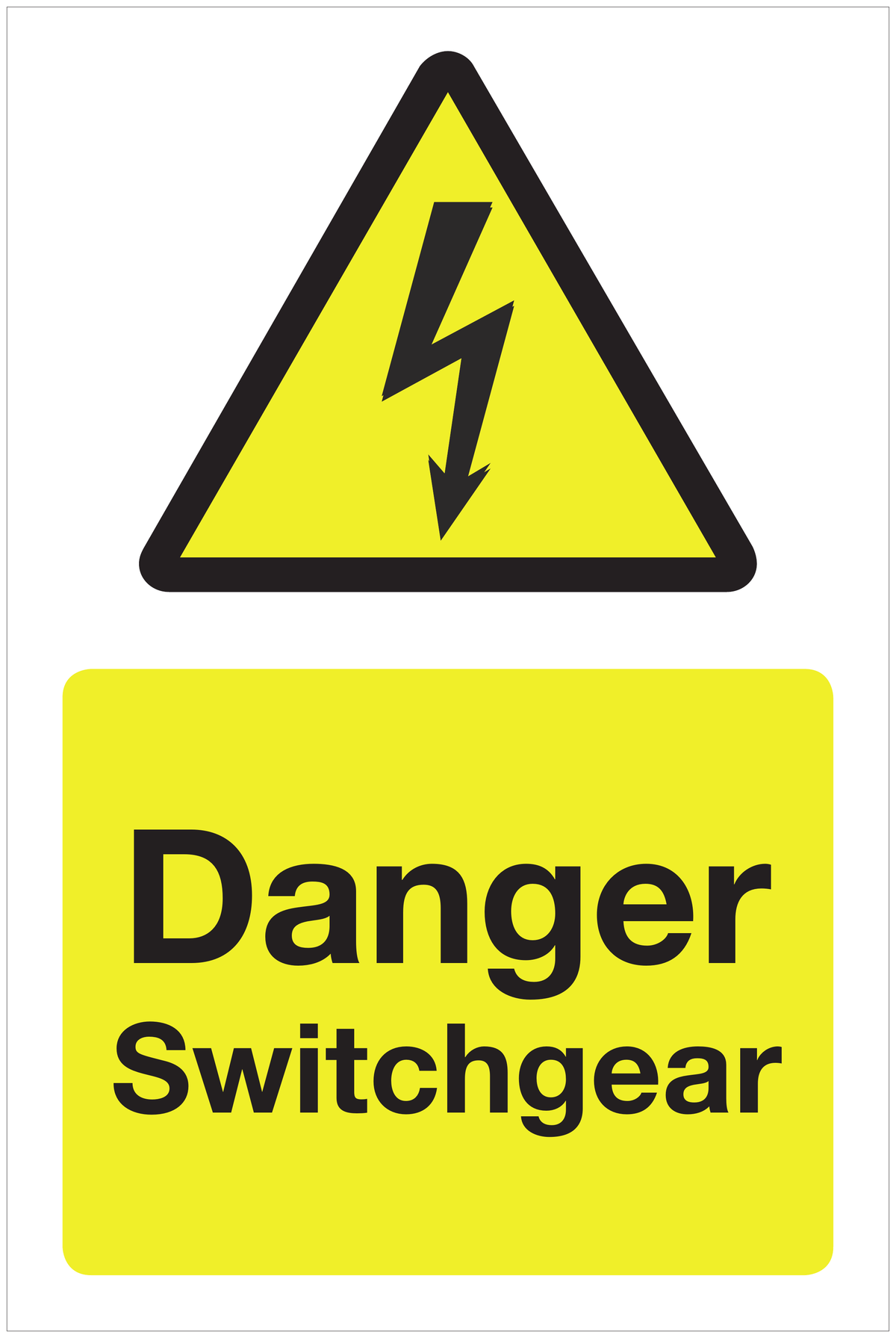 Danger Switchgear hazard sign