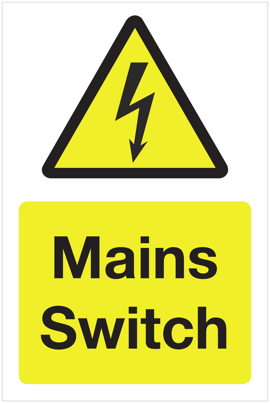 Mains Switch hazard sign