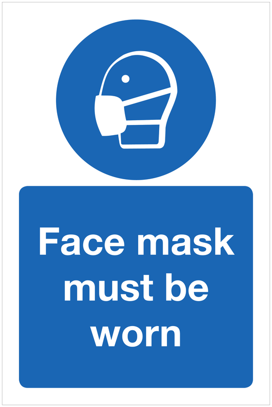 Face mask must be worn mandatory sign