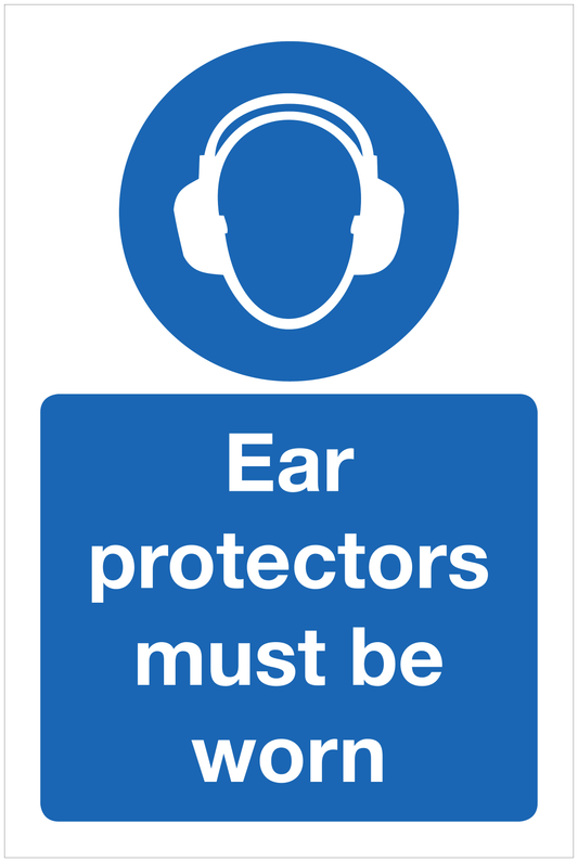 Ear protectors must be worn mandatory sign