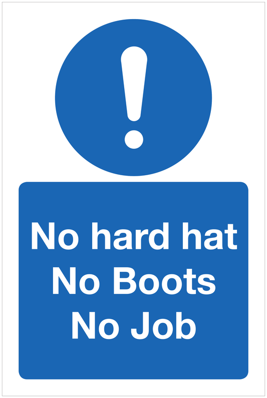 No hard hat No Boots No Job mandatory sign