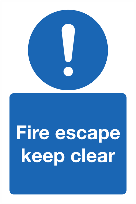Fire escape keep clear mandatory sign