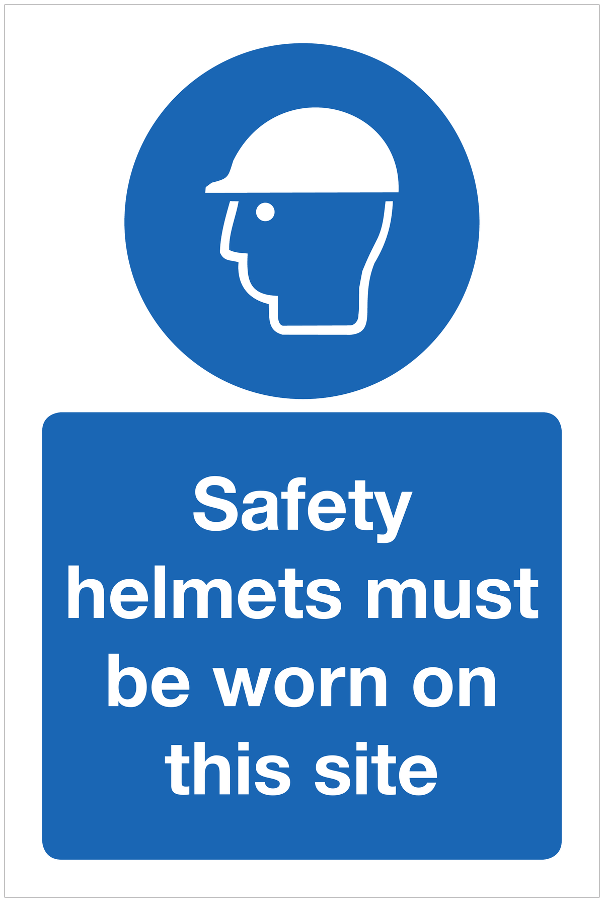Safety helmets must be worn on this site mandatory sign