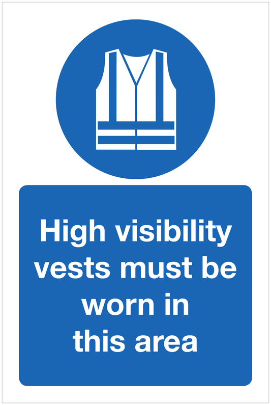 High visibility vests must be worn in this area mandatory sign