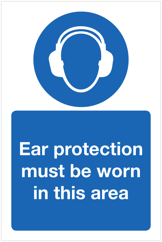 Ear protection must be worn in this area mandatory sign