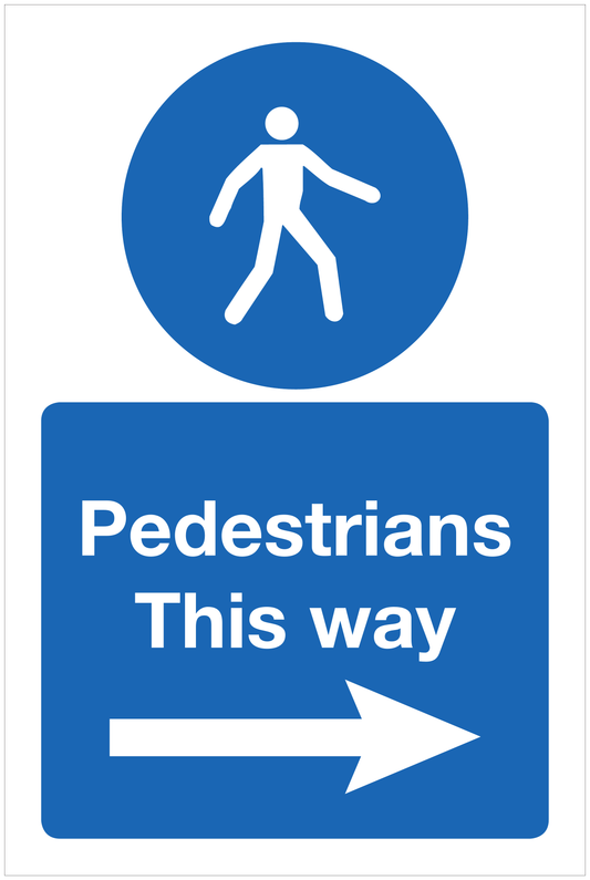 Pedestrians This way mandatory sign