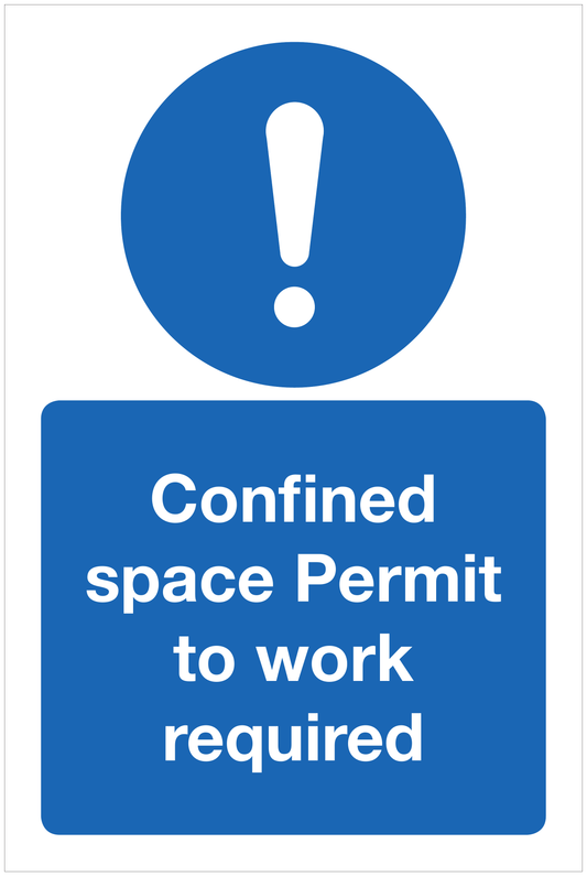 Confined space Permit to work required mandatory sign