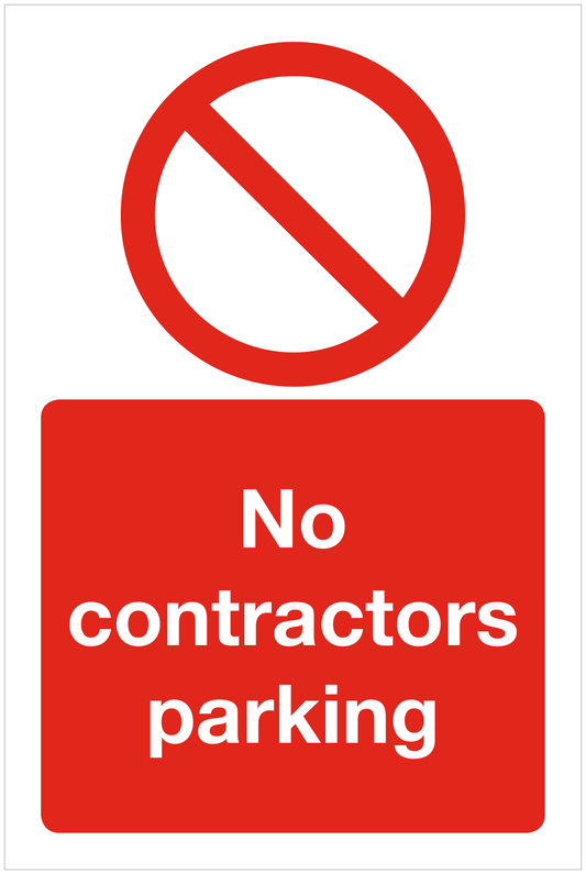 No contractors parking prohibition sign