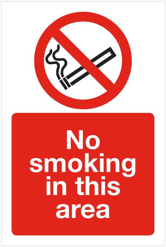 No smoking in this area prohibition sign