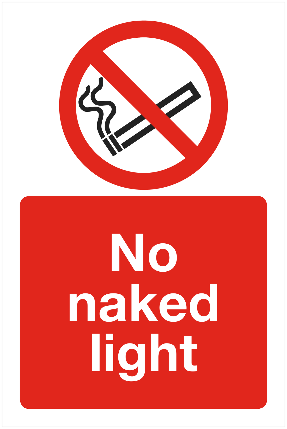 No naked light prohibition sign