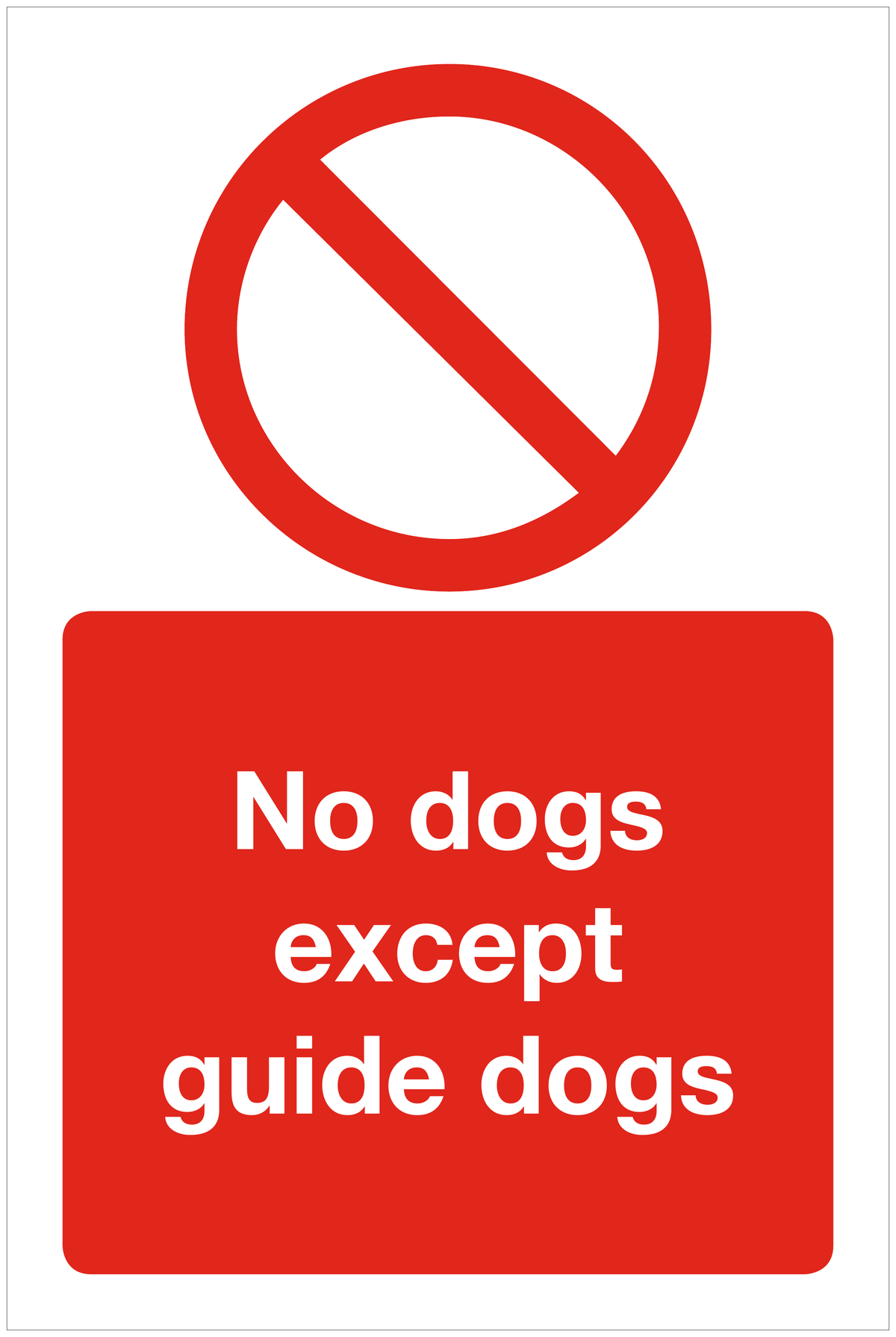 No dogs except guide dogs prohibition sign