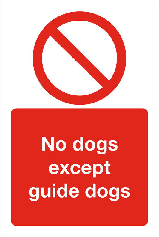 No dogs except guide dogs prohibition sign