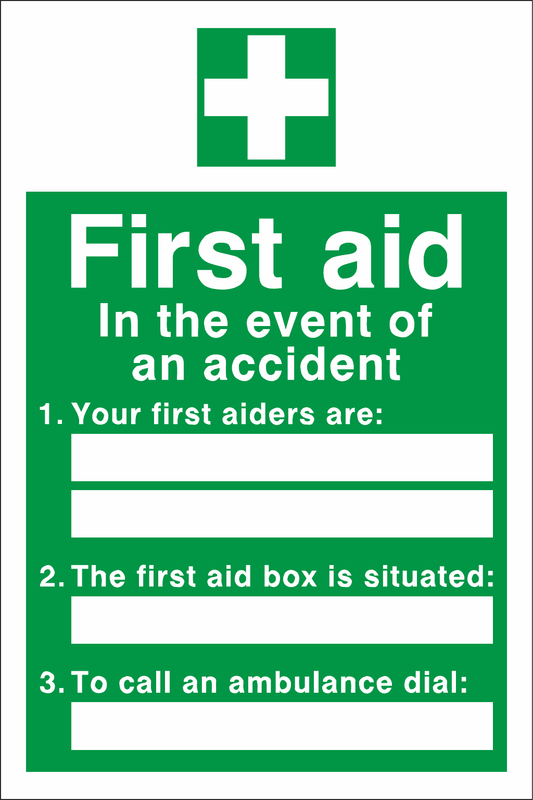 First Aid In The Event Of An Accident safety sign