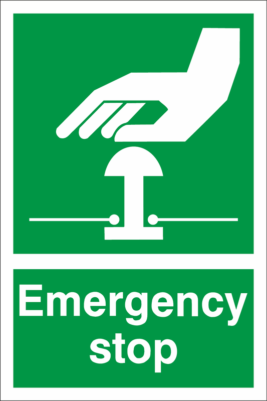 Emergency Stop Green safety sign