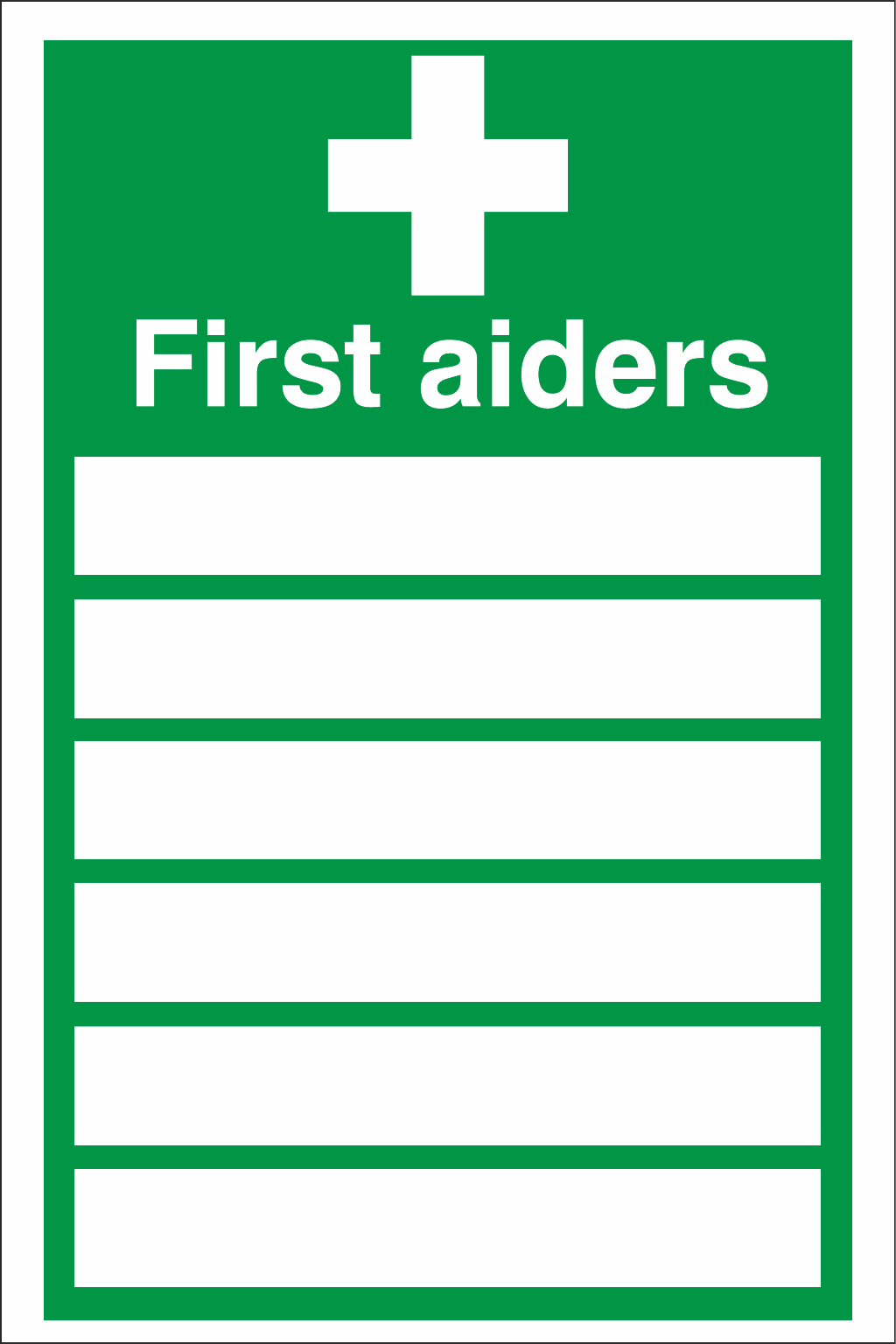 First Aiders List safety sign