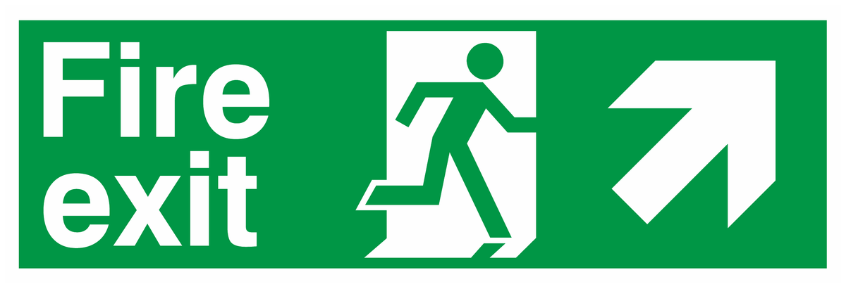 Fire Exit Running Man Right Arrow Up Right safety sign