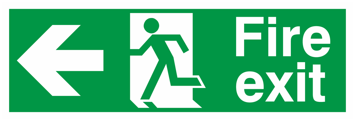Fire Exit Running Man Left Arrow Left safety sign