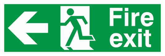 Fire Exit Running Man Left Arrow Left safety sign