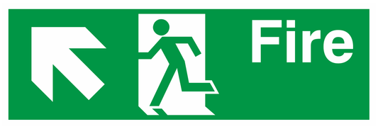 Fire Exit Running Man Left Arrow Up Left safety sign